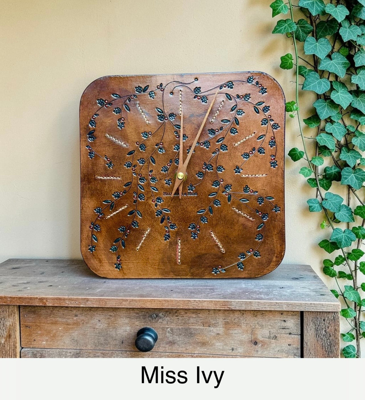 Hand Carved Leather Wall Clocks