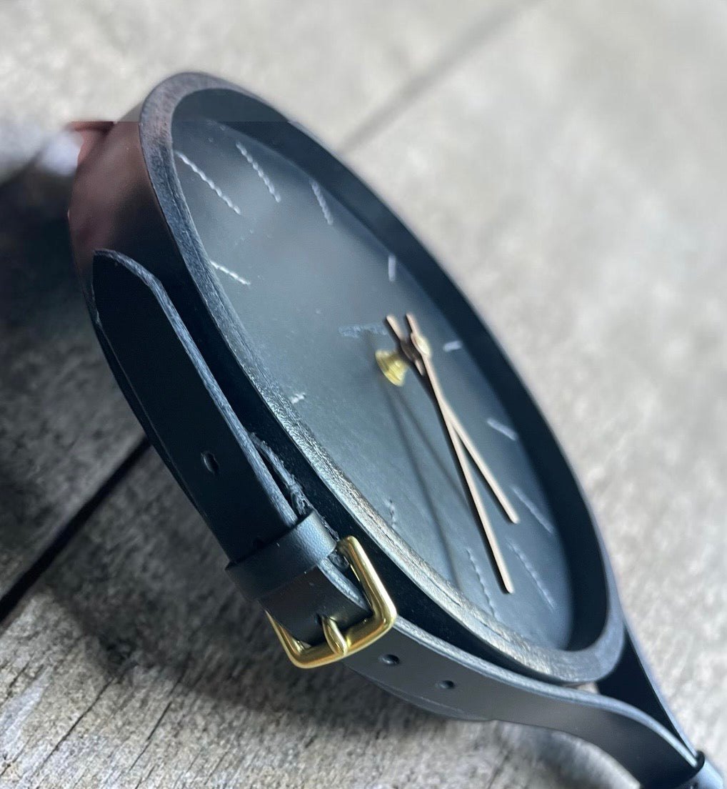 Leather Port Hole Clock