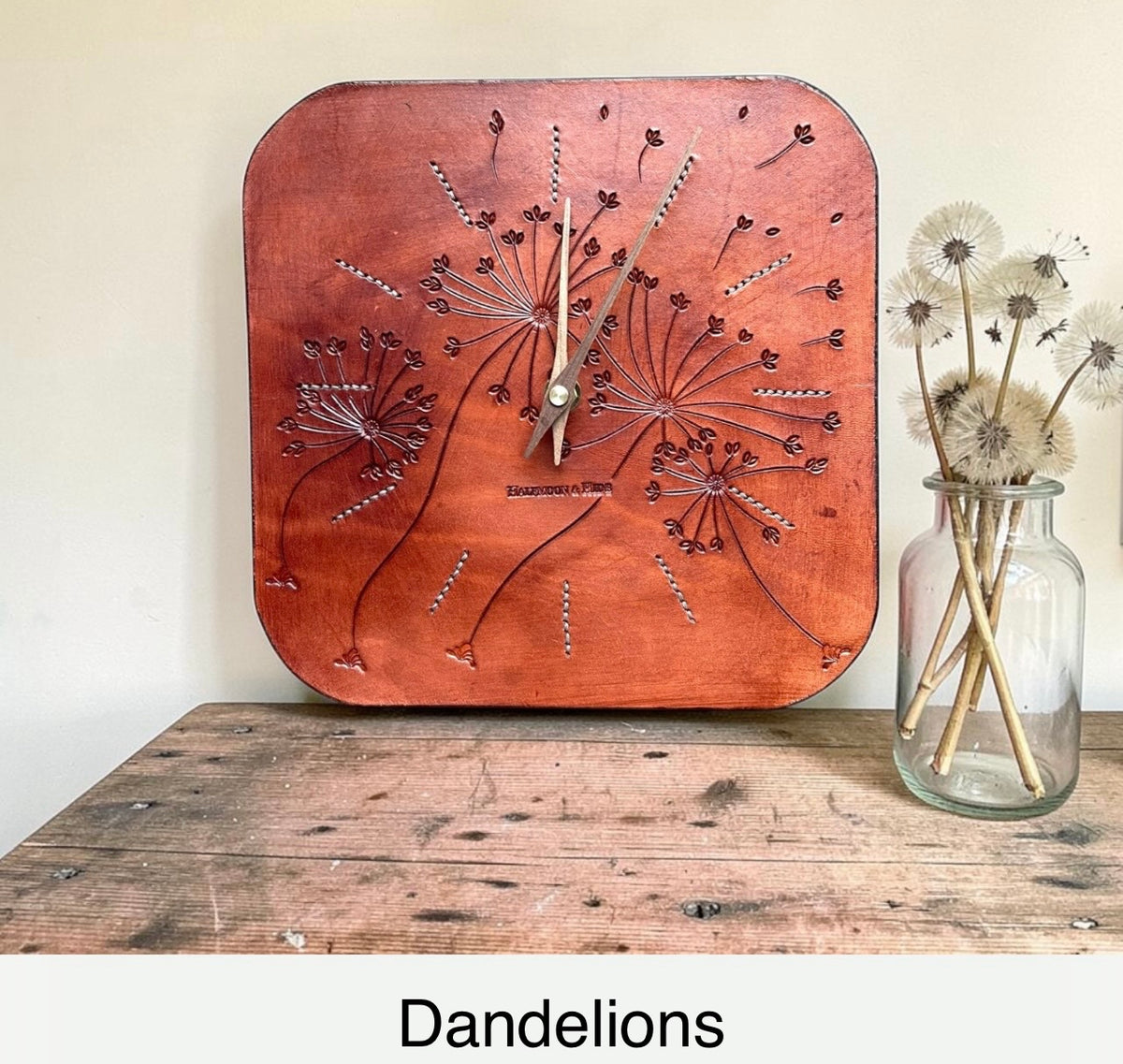 Hand Carved Leather Wall Clocks