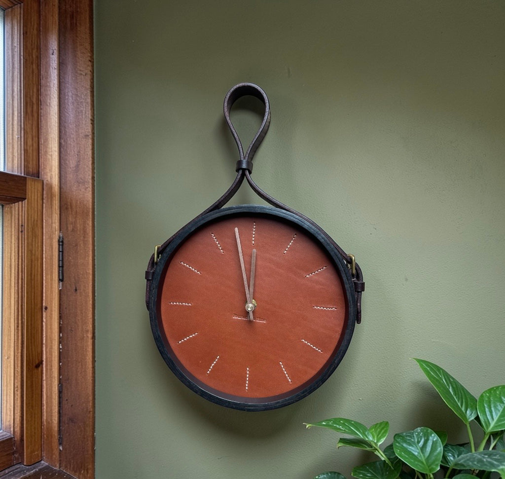 Leather Port Hole Clock